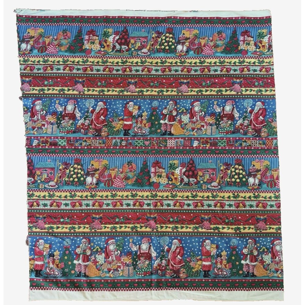 Concord Sharon Kessler Fabric Christmas Morning Santa's Gifts Toys Vtg 34" x 45" - Picture 2 of 6